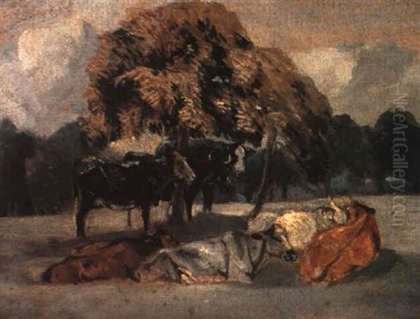 Study Of Cattle Under A Tree - view 1