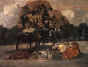 Study Of Cattle Under A Tree by John Constable