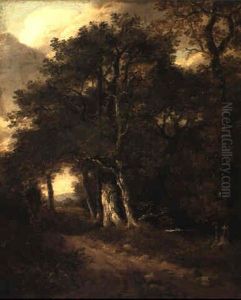 Road Scene With Trees And Pond by John Constable