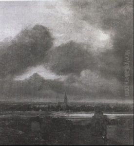 Landscape With Dark Clouds And Distant Tower by John Constable