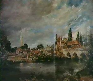 Harnham Bridge Looking Towards Salisbury Cathedral