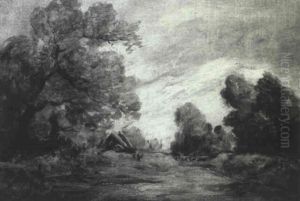 A Wooded Landscape With A Cottage by John Constable