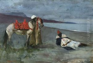 Arabe Au Repos At Accompagnateur A La Plage by Jean Joseph Benjamin Constant