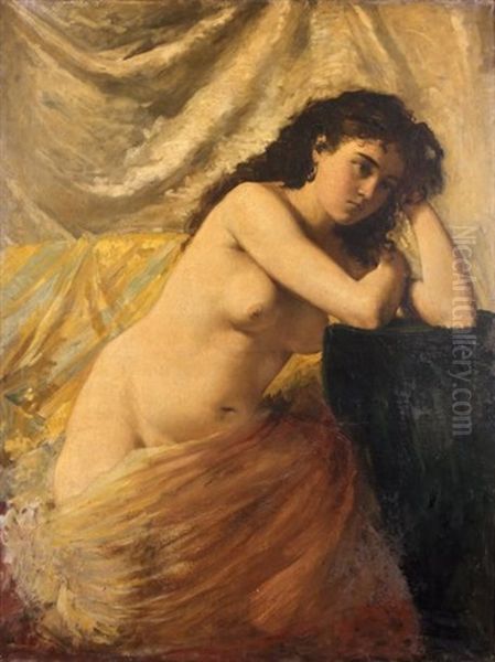 Femme Nue Appuyee Sur Un Gueridon - view 1