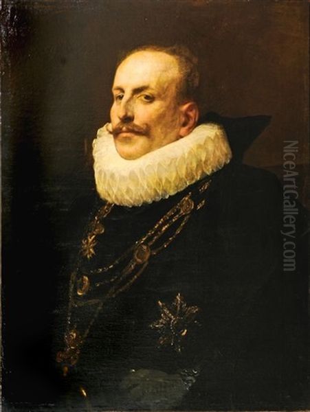 Portrait En Buste Et En Costume De Camerier Du Pape Du Comte Brunetta D'urresseau, Ce Personnage Est Titulaire De L'ordre De Malte Et De L'ordre De St. Gregoire Le Grand - view 1
