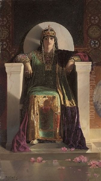 The Empress Theodora Seated On Her Throne In Court Dress - view 1