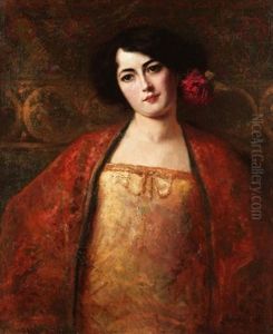Portrait Of A Lady In A Red Shawl