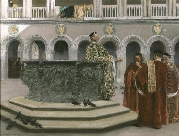 Interieur De Palais Venitien Avec Notables - view 1
