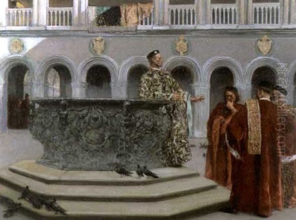 Interieur De Palais Venitien Avec Notables - view 1