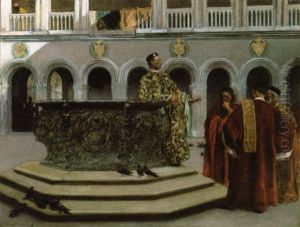 Het Dispuut (de Binnenplaats Van Het Dogenpaleis Te Veneties) by Jean Joseph Benjamin Constant
