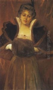 Portrait De Marguerite Hignette Au Manchon En 1900 by Jean Joseph Benjamin Constant