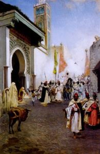 Le Cortege Du Pacha De Tanger Pres De La Grande Mosquee by Jean Joseph Benjamin Constant