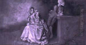 Kavalier Und Dame Vor Rotem Hintergrund