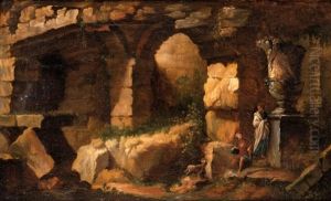 Personnages Dans Les Ruines Du Colisee by Jean Antoine Constantin D'Aix
