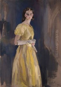 Junge Dame Im Gelben Kleid by Virgilio Constantini