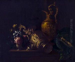 Aiguiere Et Vase De Fleurs