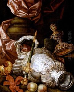 Stilleben Mit Einem Silbernen Prunkgefas, Pfirsichen Und Einem Granatapfel