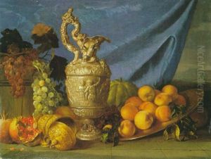 Natura Morta Di Orificeria E Frutta by Meiffren Conte