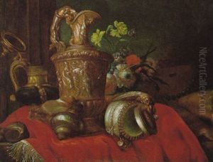 Stilleben Mit Kostbaren Silbergefasen