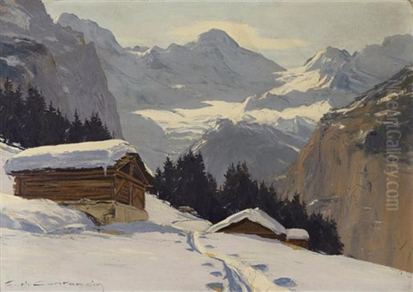Wengen En Hiver Et Le Breithorn - view 1