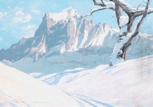 Le Wetterhorn En Hiver by Charles Henry Contencin