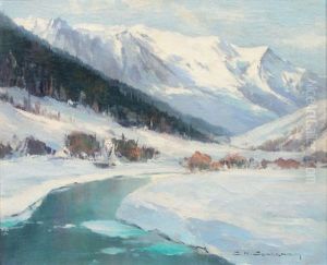 Le Mont Blanc En Hiver by Charles Henry Contencin