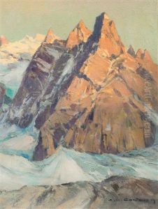 Soir Sur L'aiguille Du Peigne (aiguilles De Chamonix) by Charles Henry Contencin