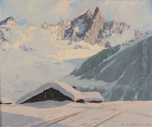 L'aiguille Du Dru, Vallee De Chamonix by Charles Henry Contencin