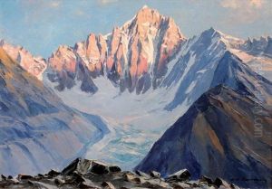 Derniers Rayons De Soleil Sur Les Ecrins (de La Tete De La Meije) by Charles Henry Contencin