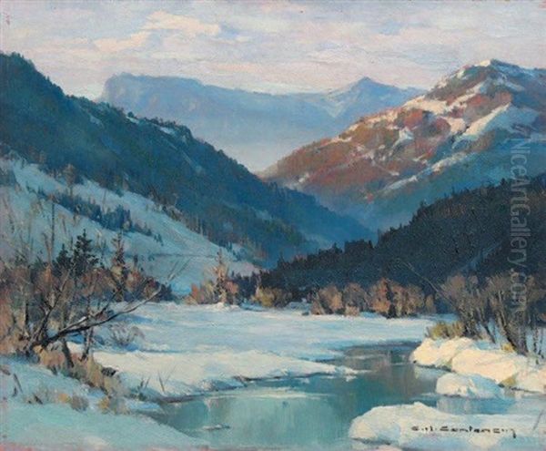 Riviere Dans La Vallee Enneigee - view 1