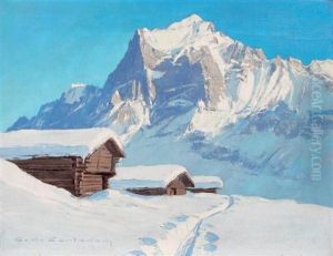 Grindenwald En Hiver Et Le Wetterhorn by Charles Henry Contencin