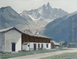 Les Praz De Chamonix Et L'aiguille Du Dru by Charles Henry Contencin