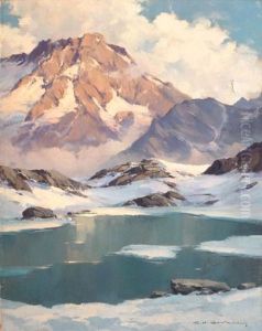 Lac De Montagne, Sommets Ensoleilles by Charles Henry Contencin