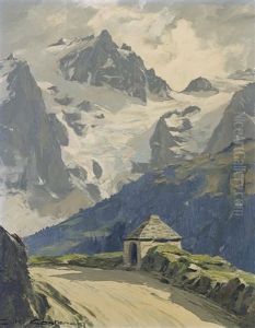 Wegpartie Bei Le Chazelet Mit Blick Auf Das Meije-massiv by Charles Henry Contencin