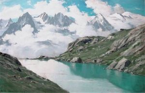 La Chaine Du Mont Blanc Depuis Le Lac Blanc by Charles Henry Contencin
