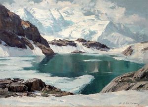 La Chaine Du Mont-blanc Depuis Le Lac Noir by Charles Henry Contencin