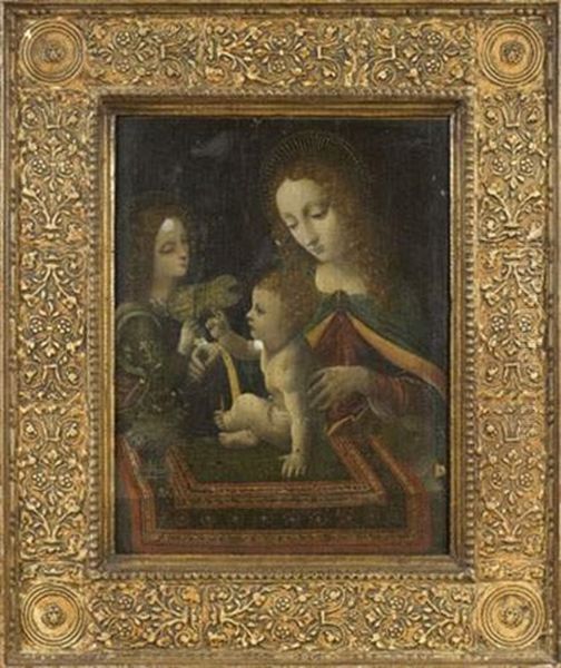 La Vierge A L'enfant Et Un Ange Musicien - view 1