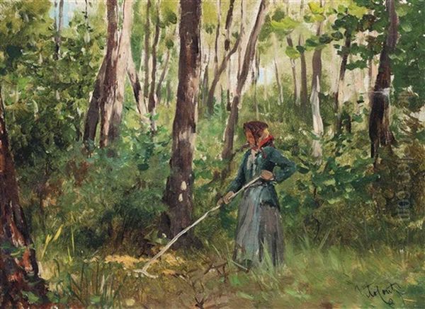 A Peasant Working In The Woods - view 1
