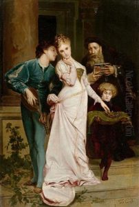 Madchen Umschwarmt Von Einem Verehrer by Tito Conti