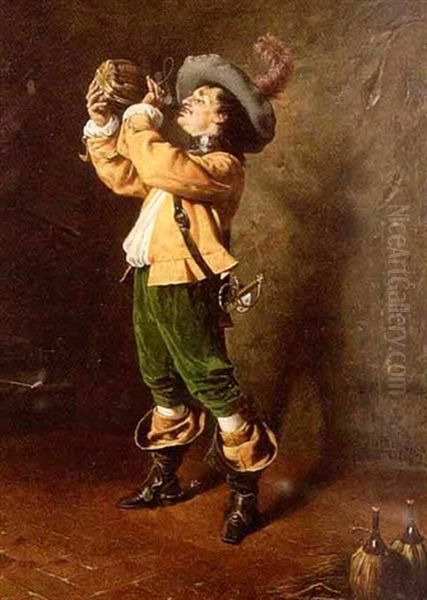 Musketeer Drinking Wine - view 1