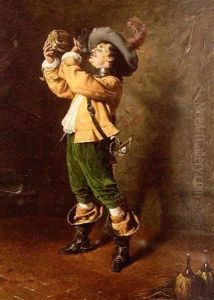 Musketeer Drinking Wine by Tito Conti