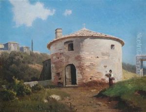 Italienische Sommerlandschaft Mit Einer Rundkirche