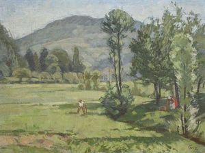 Wiesenlandschaft Mit Mahendem Bauer Bei Sasbachwalden by Walter Conz