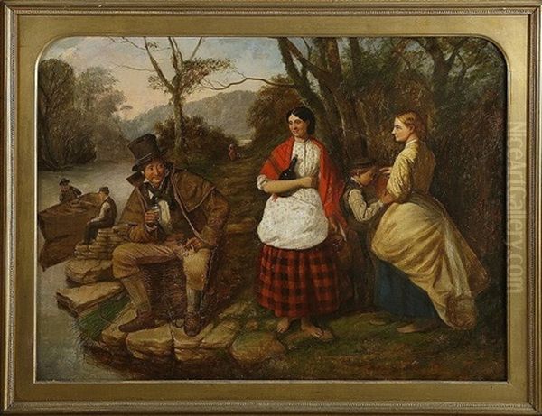 A Welcome Rest, Figures By A Lake At The Edge Of A Wood Killarney - view 1