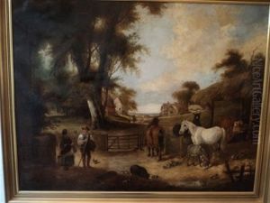 A Busy English Farmyard by Charles Henry Cook