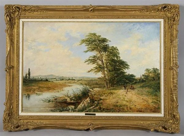 An English Pastoral Scene With Five Figures In The Background - view 1