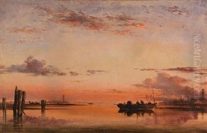 Santa Maria Della Salute, Evening; Sunset On The Lagoon Of Venice, With The Church Of Isola Di San Giorgio In Alga In The Distance by Edward William Cooke