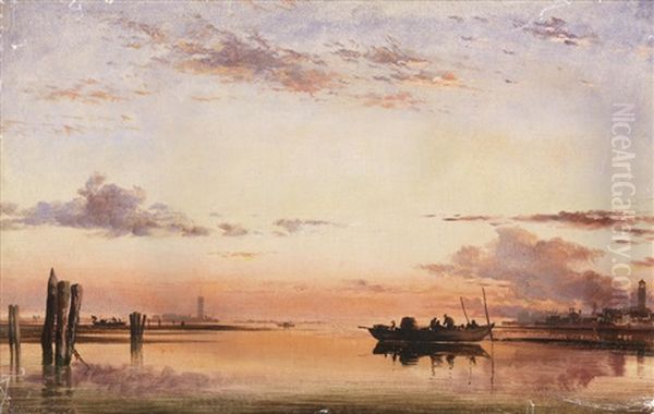 Santa Maria Della Salute, Evening; Sunset On The Lagoon Of Venice, With The Church Of Isola Di San Giorgio In Alga In The Distance (pair) - view 1