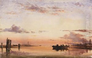 Santa Maria Della Salute, Evening; Sunset On The Lagoon Of Venice, With The Church Of Isola Di San Giorgio In Alga In The Distance (pair) by Edward William Cooke