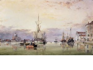 The Canale Della Giudecca With Redentore Beyond (+ The Dogana Di Mare With San Giorgio Maggiore Beyond; Pair) by Edward William Cooke